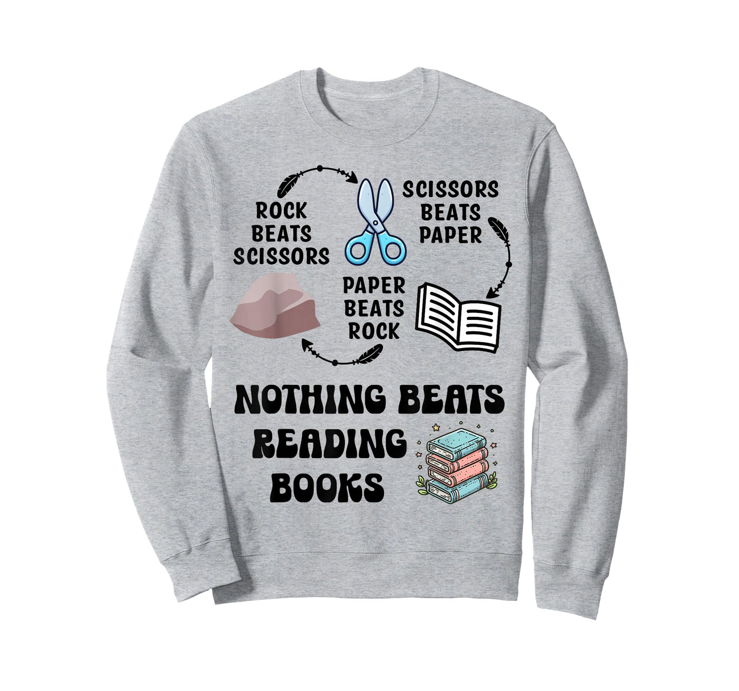 Nothing Beats Reading Rock Paper Scissors Reader Book Lover T-Shirt