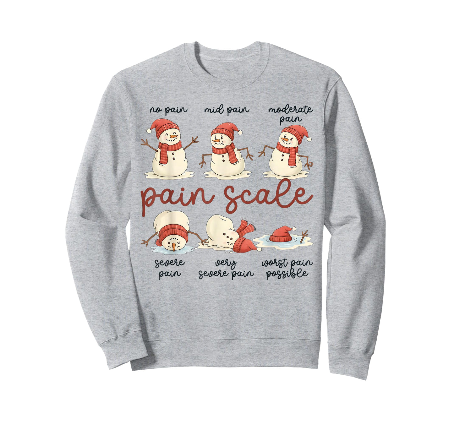 Pain Scale Snowman Funny Nurse Christmas Holiday T-Shirt