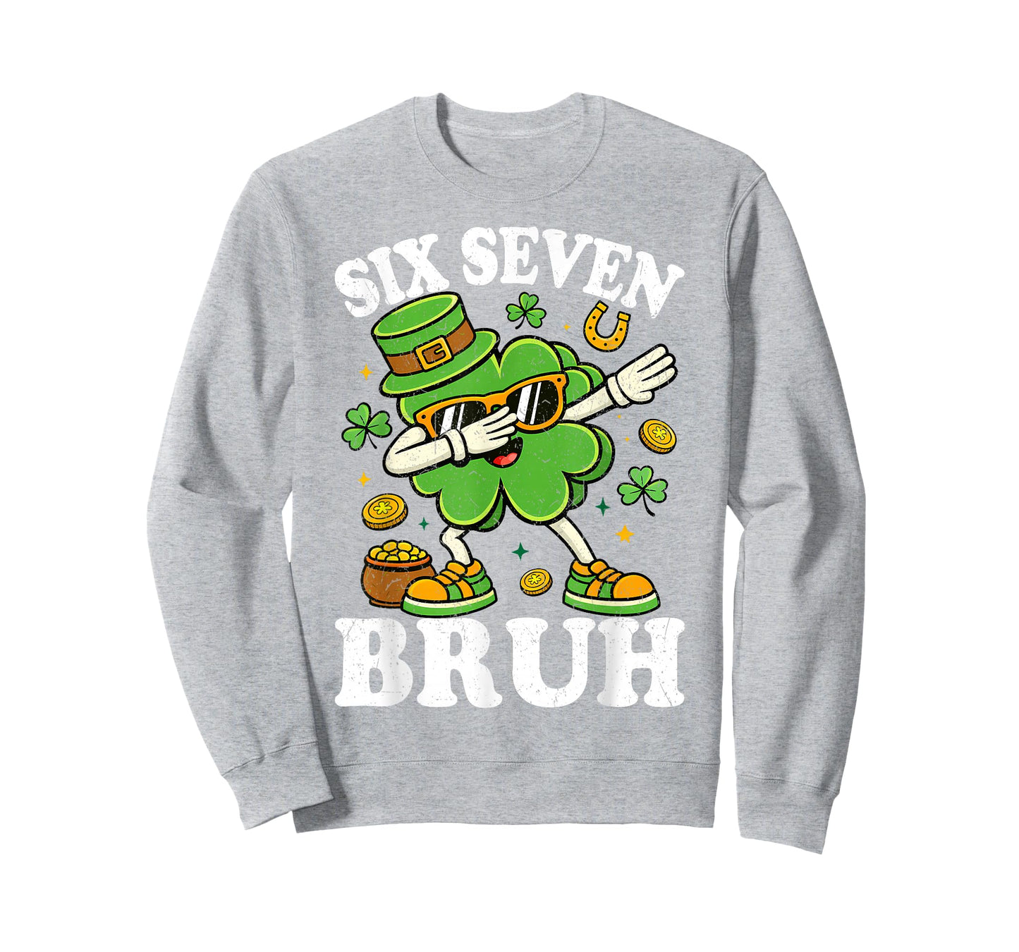 Six Seven Bruh Meme 67 St Patricks Day Dabbing Shamrock Kids T-Shirt