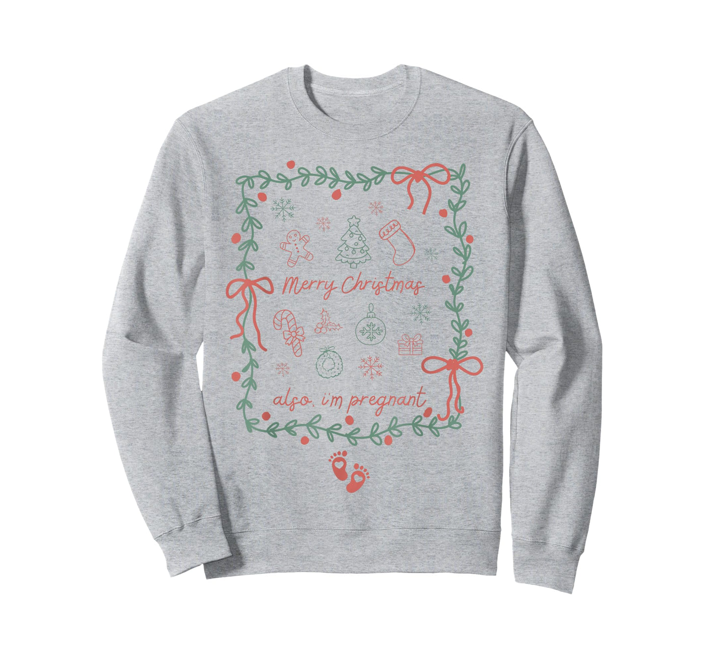 Preppy Vintage Coquette Merry Christmas Also I'm Pregnant T-Shirt