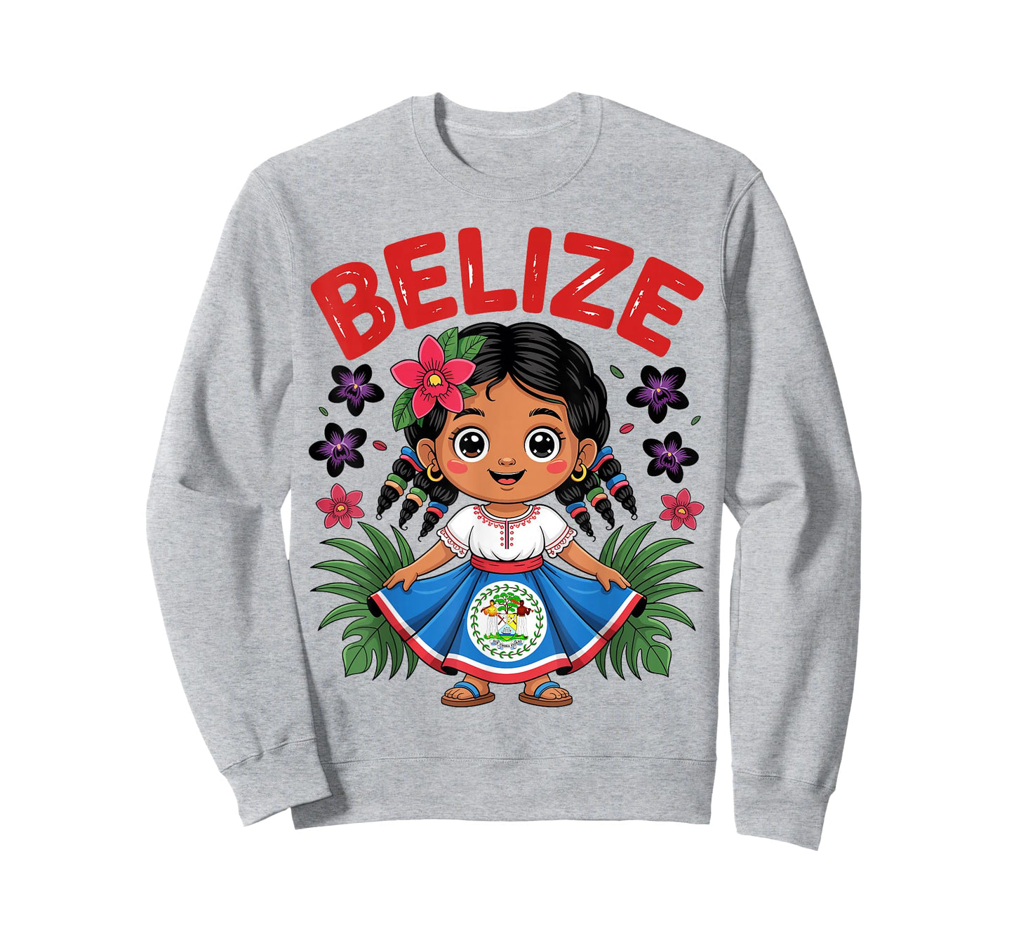 Cute Belize Girl in Traditional Dress Art for Kids T-Shirt