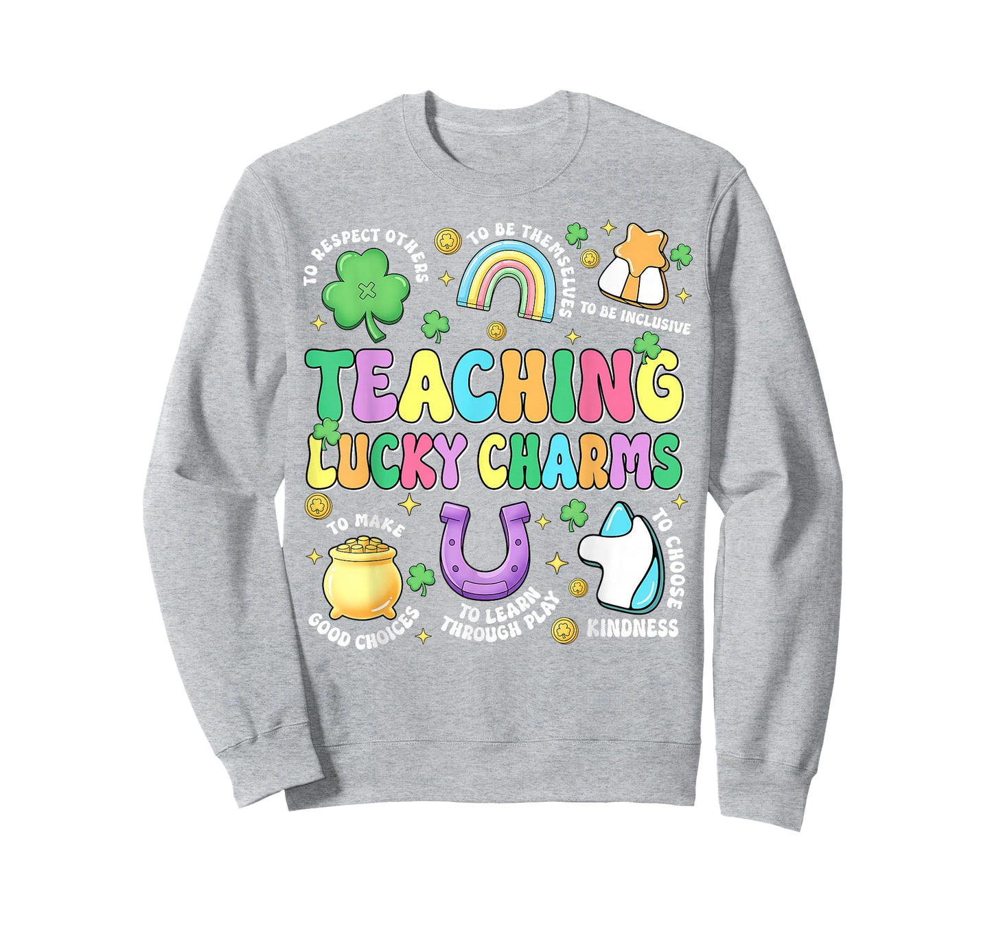 Funny Teaching Lucky Charms Teacher Groovy St Patricks Day T-Shirt