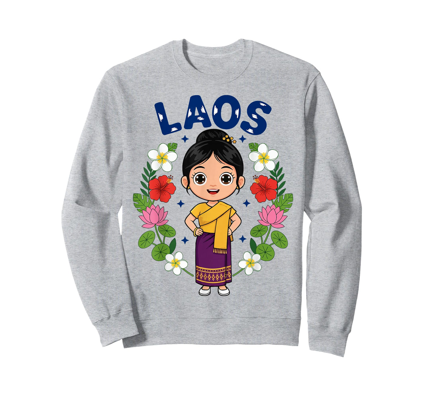 Laos Laotian Girl Traditional Dress Flowers Heritage T-Shirt