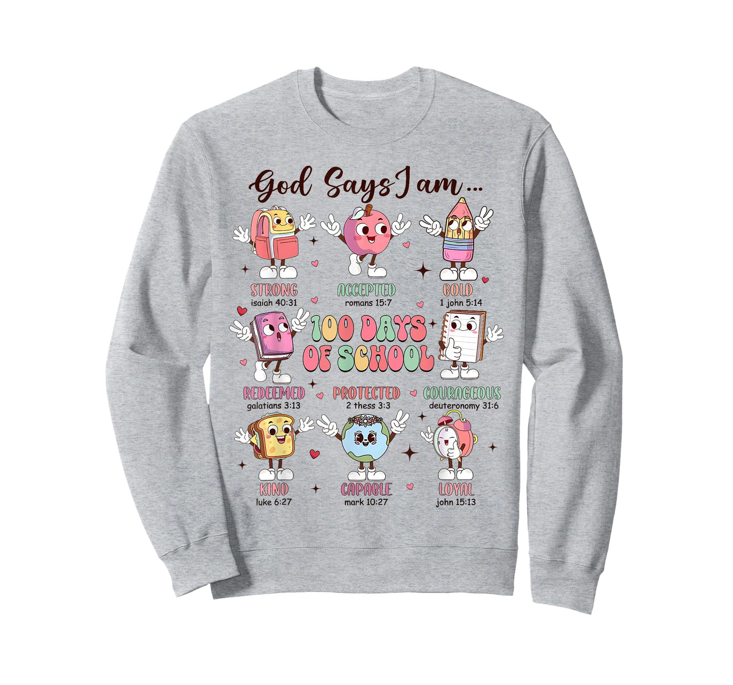 Retro God Says I Am 100 Days of School Christian Bible Verse T-Shirt