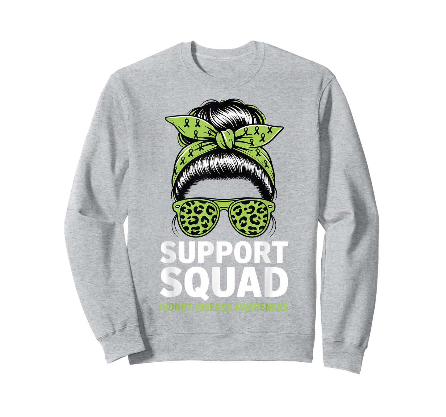 Kidney Disease Awareness Messy Bun Support Squad T-Shirt