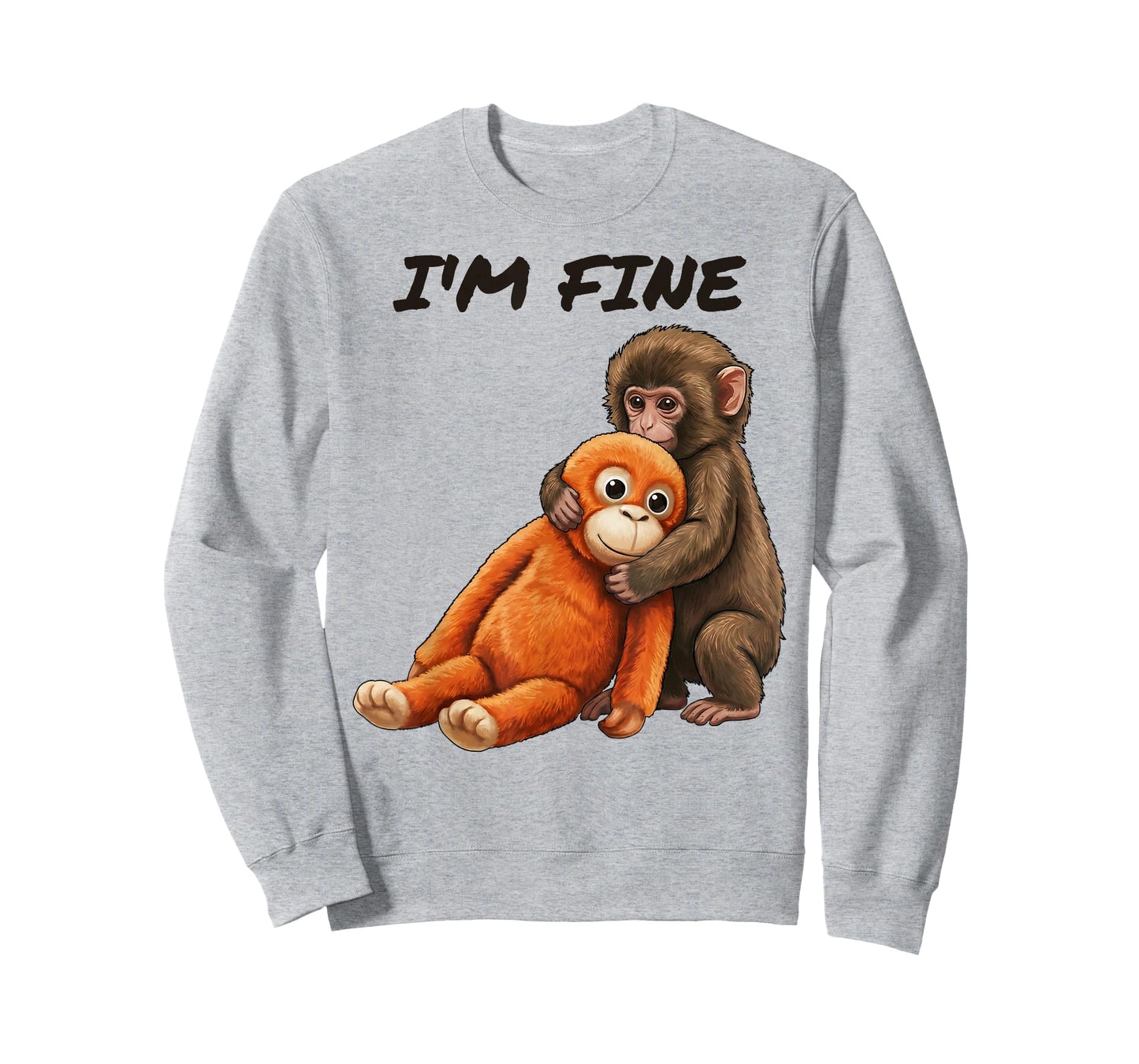 Sad Monkey Punch Meme with an Orange Toy I'm Fine T-Shirt
