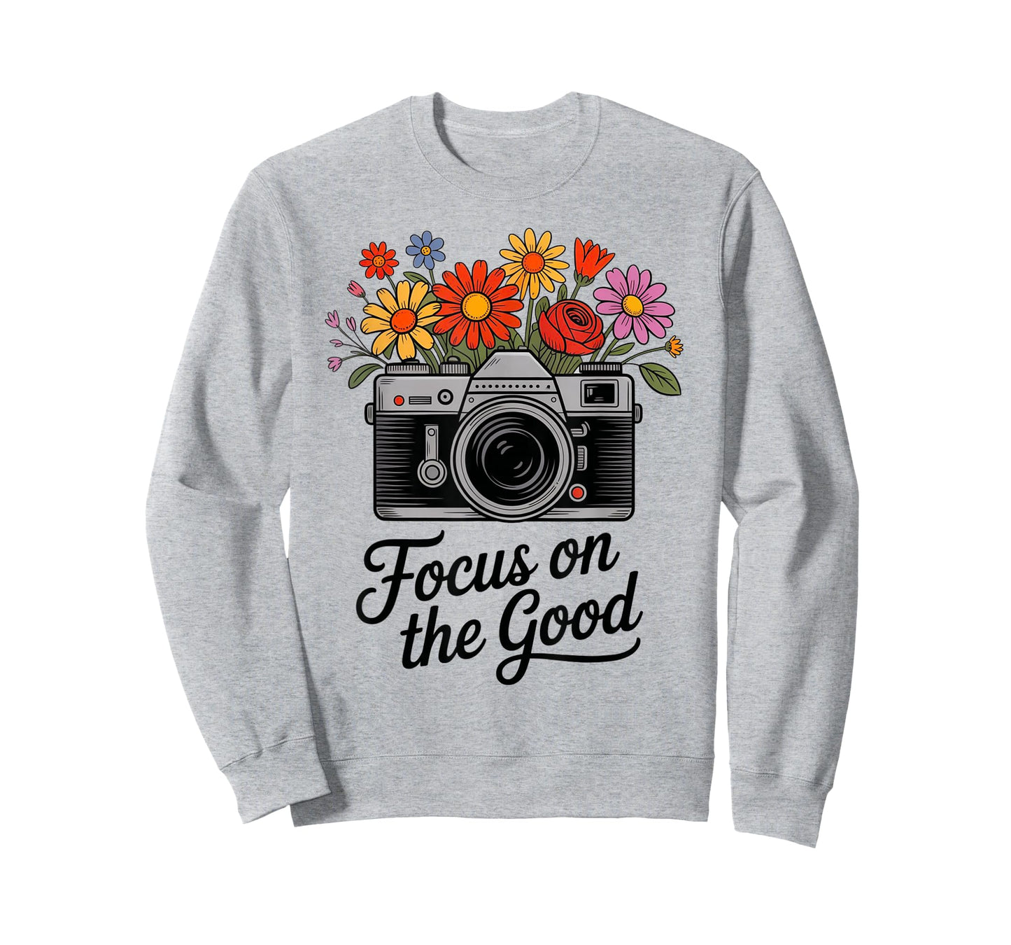 Focus On The Good Vintage Camera & Flowers Positive T-Shirt