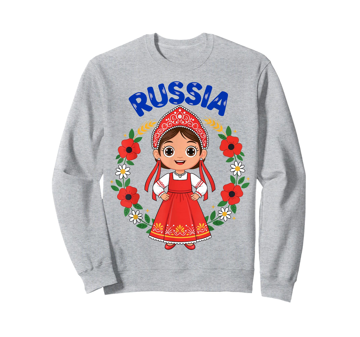 Russia Russian Girl Traditional Dress Heritage Flowers T-Shirt