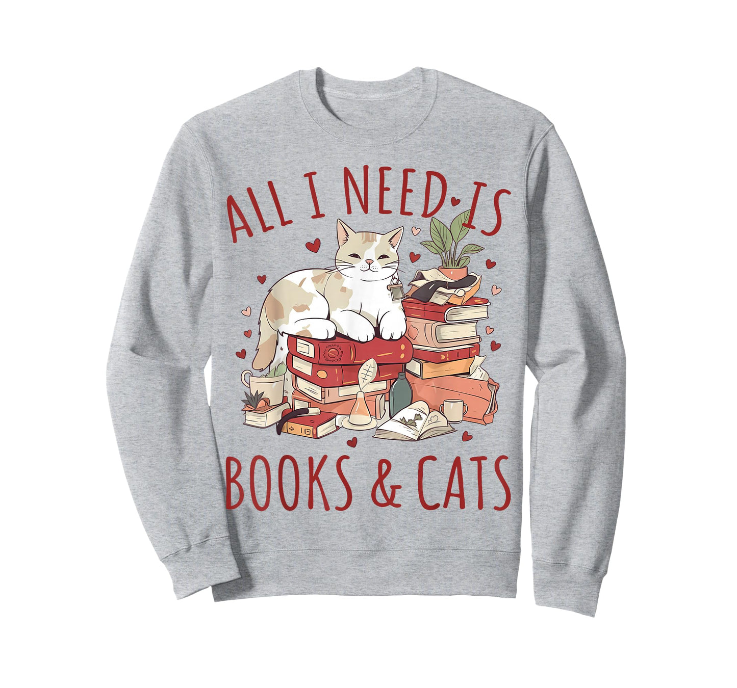 All I Need is Books and Cats Valentines Day Reading Bookworm T-Shirt