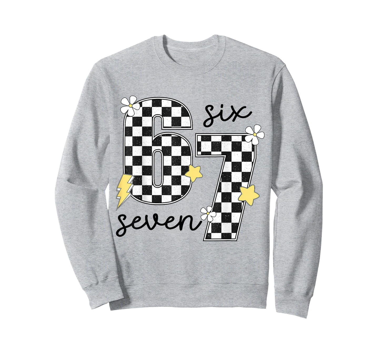 Funny 67 Six Seven Meme Slang 6-7 Checkered Number 6 7 T-Shirt