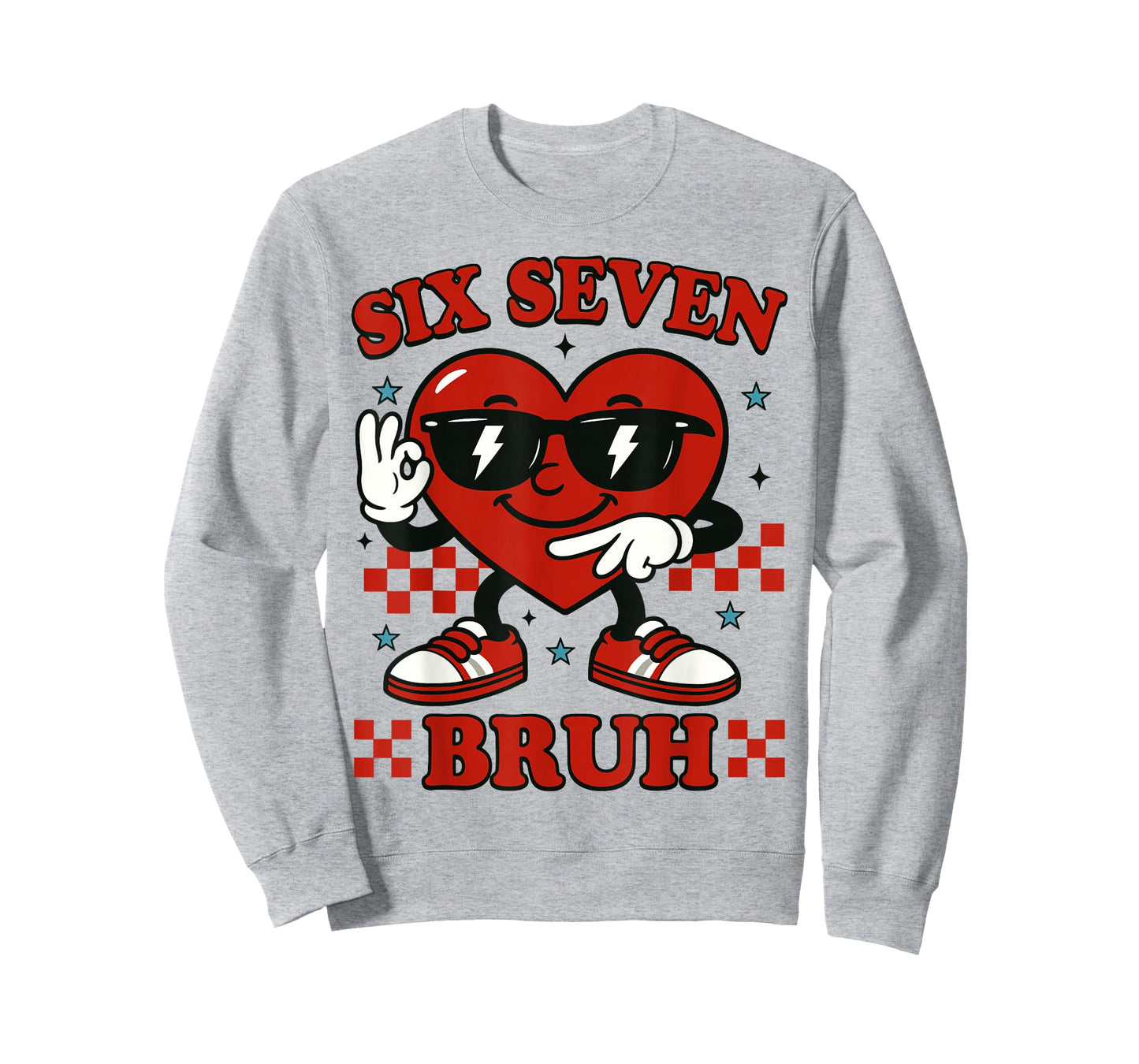 Six Seven Bruh Heart 6 7 Meme Valentine Boy Girl Kids T-Shirt