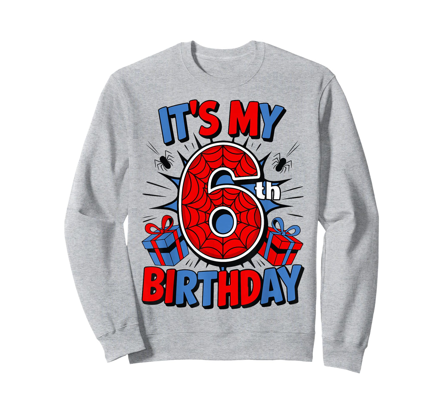 It's My 6th Birthday Spider Theme Party 6 Year Old Boys Kids T-Shirt