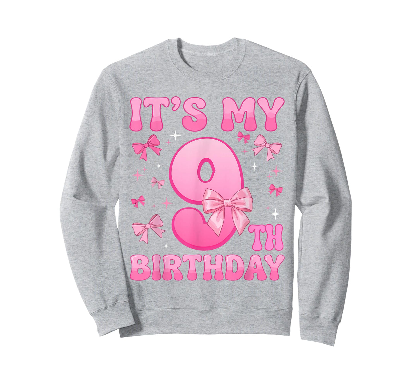 9th Birthday Shirt for Girls Coquette Bow Nine 9 Year Old T-Shirt