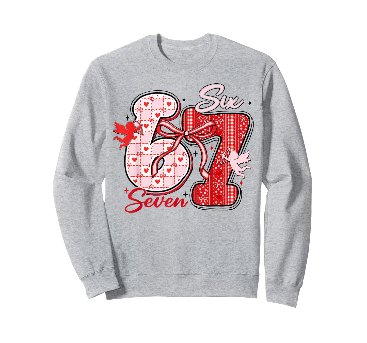 Six Seven Meme 67 Coquette Bow Valentines Women Girls Kids T-Shirt