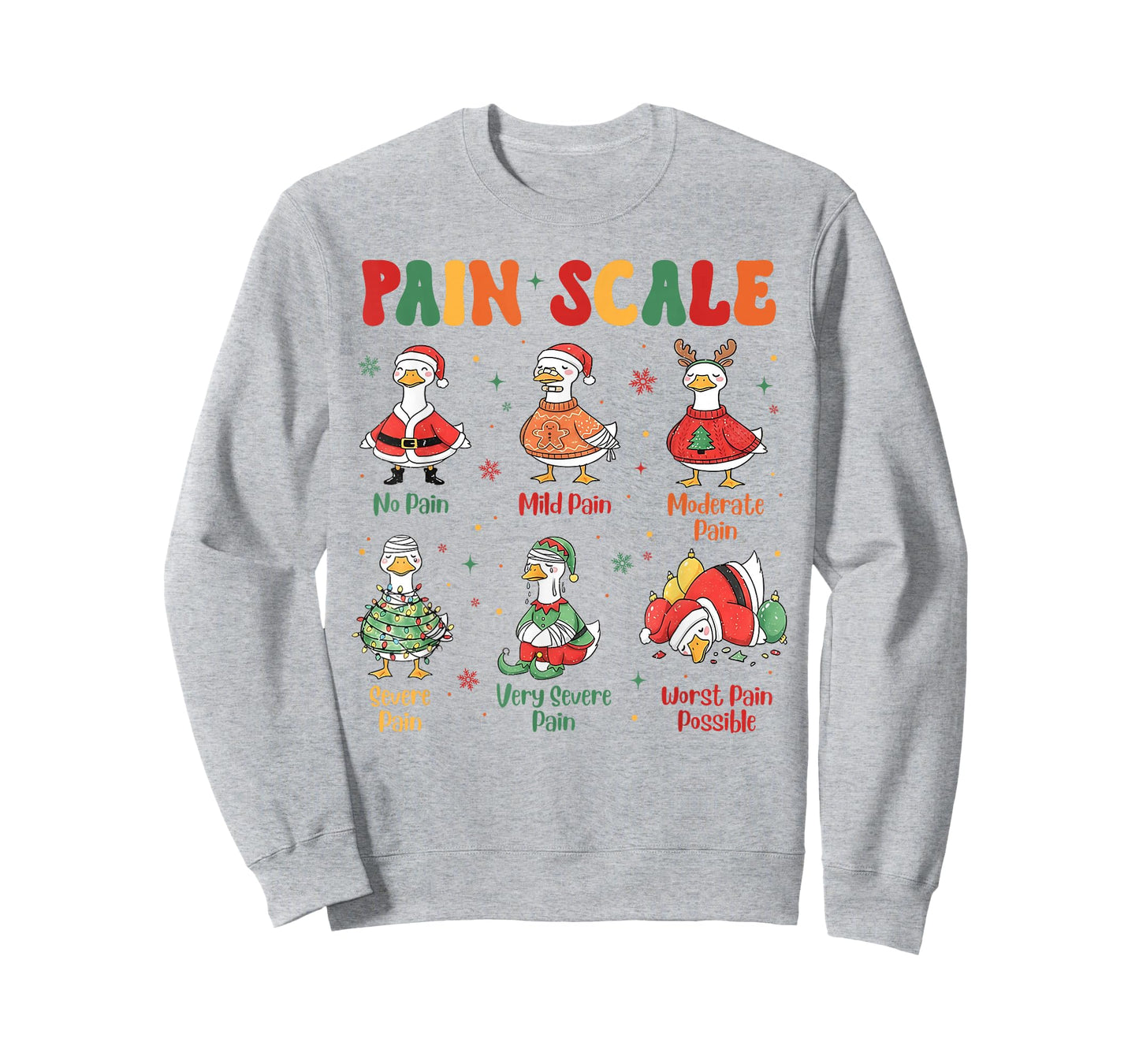 Pain Scale Funny Xmas Silly Goose Pain Scale Christmas Nurse T-Shirt