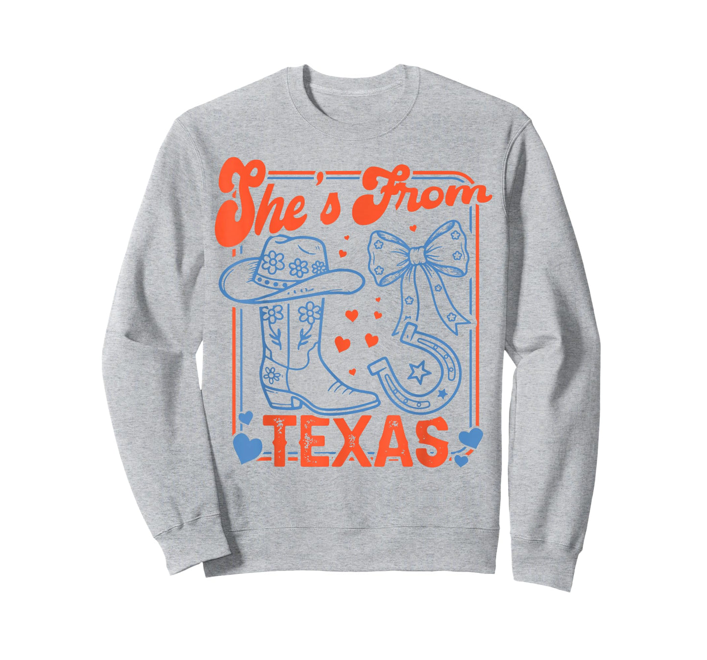 She's from Texas, Cowgirl Boots Flowers Bow Retro Western T-Shirt