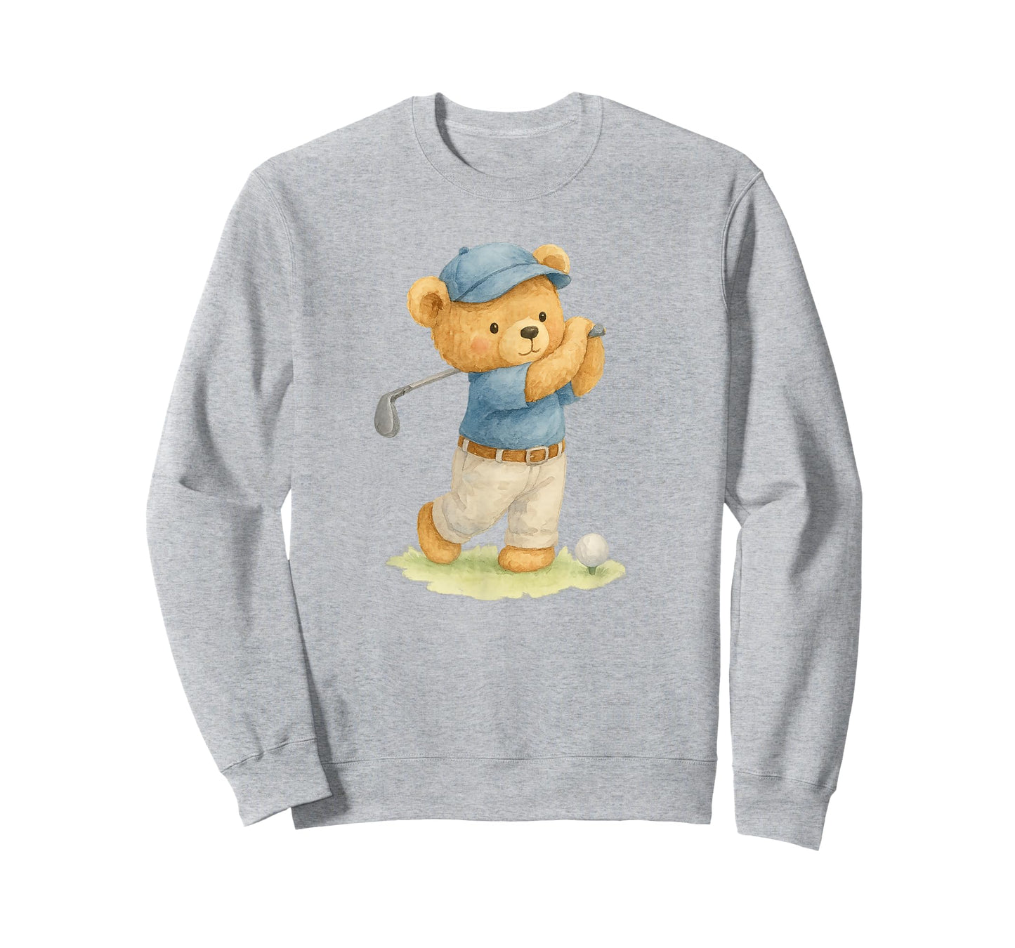Watercolor Teddy Bear Playing Golf in Blue Outfit T-Shirt