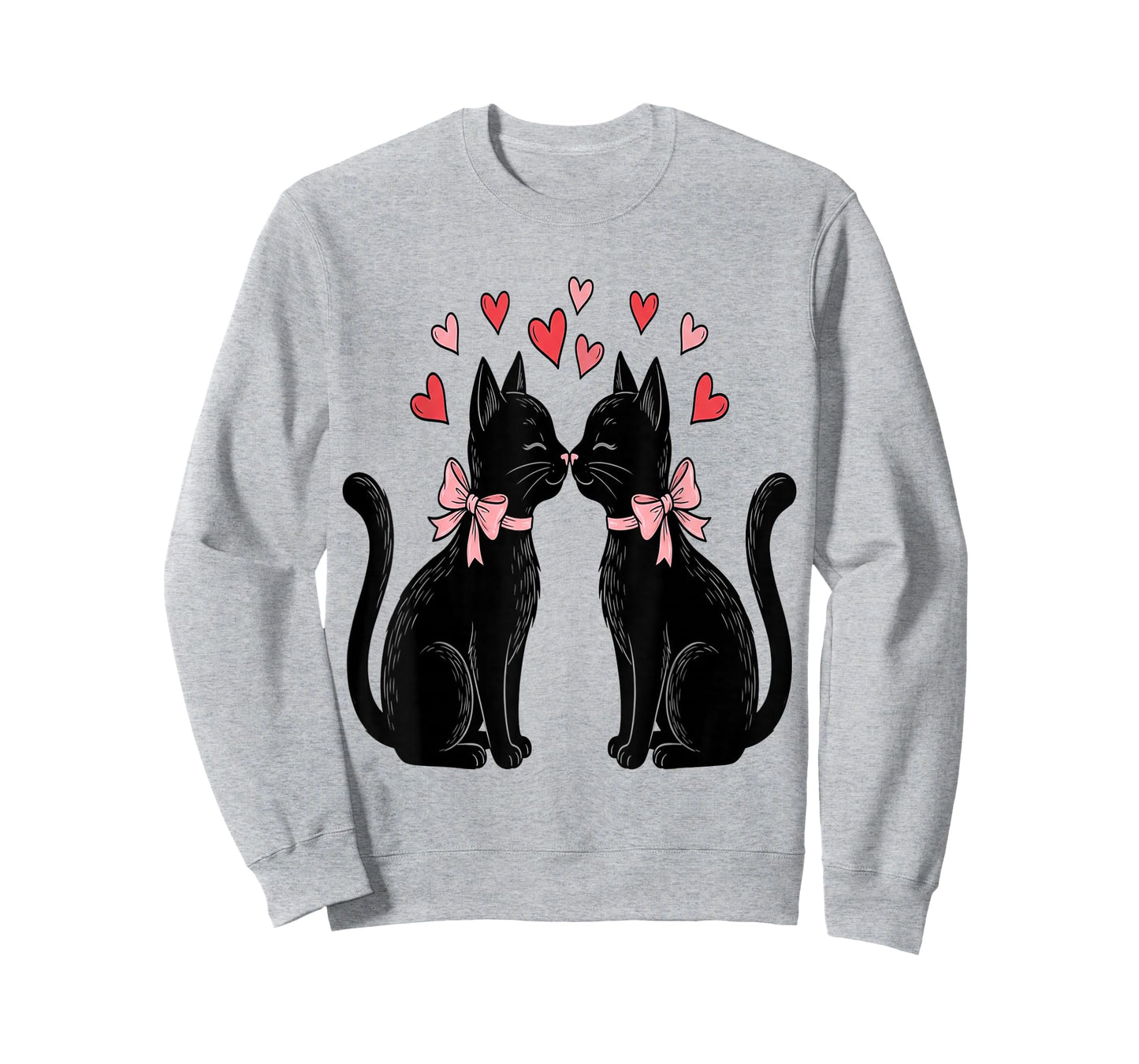Cute Cat Valentines with Hearts Meow Cats Valentine T-Shirt