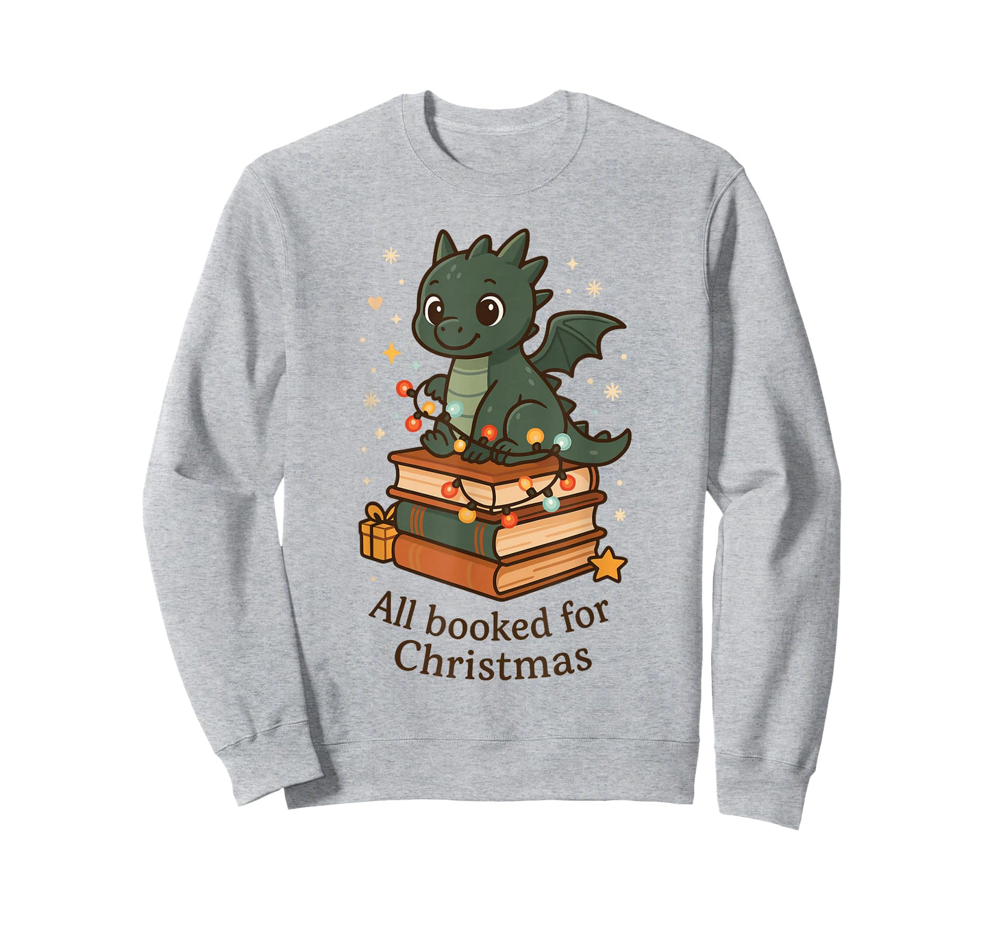 Fantasy All Booked for Christmas Bookworm Library Dragon T-Shirt