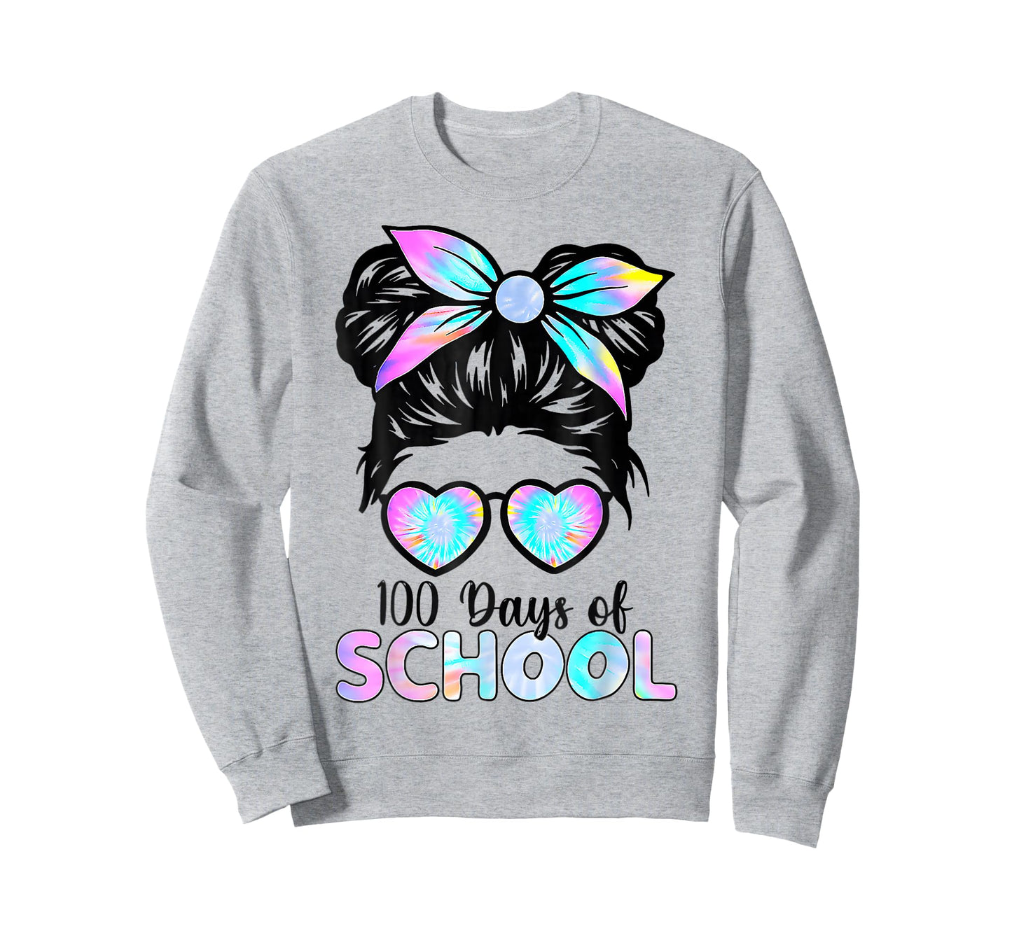 100 Days Smarter Girls Messy Bun Hair 100th Day of School T-Shirt