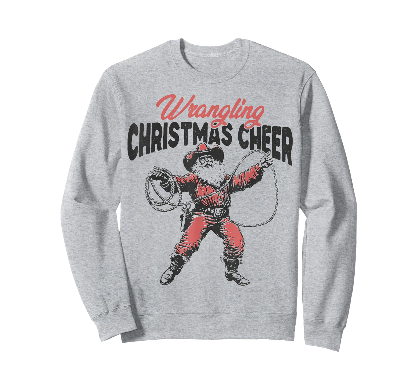Wrangling Christmas Cheer Funny Cowboy Santa Western Xmas T-Shirt