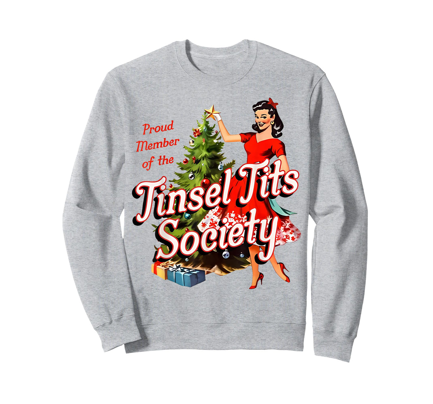 Proud Member of Tinsel Tits Society Lady Funny Christmas T-Shirt