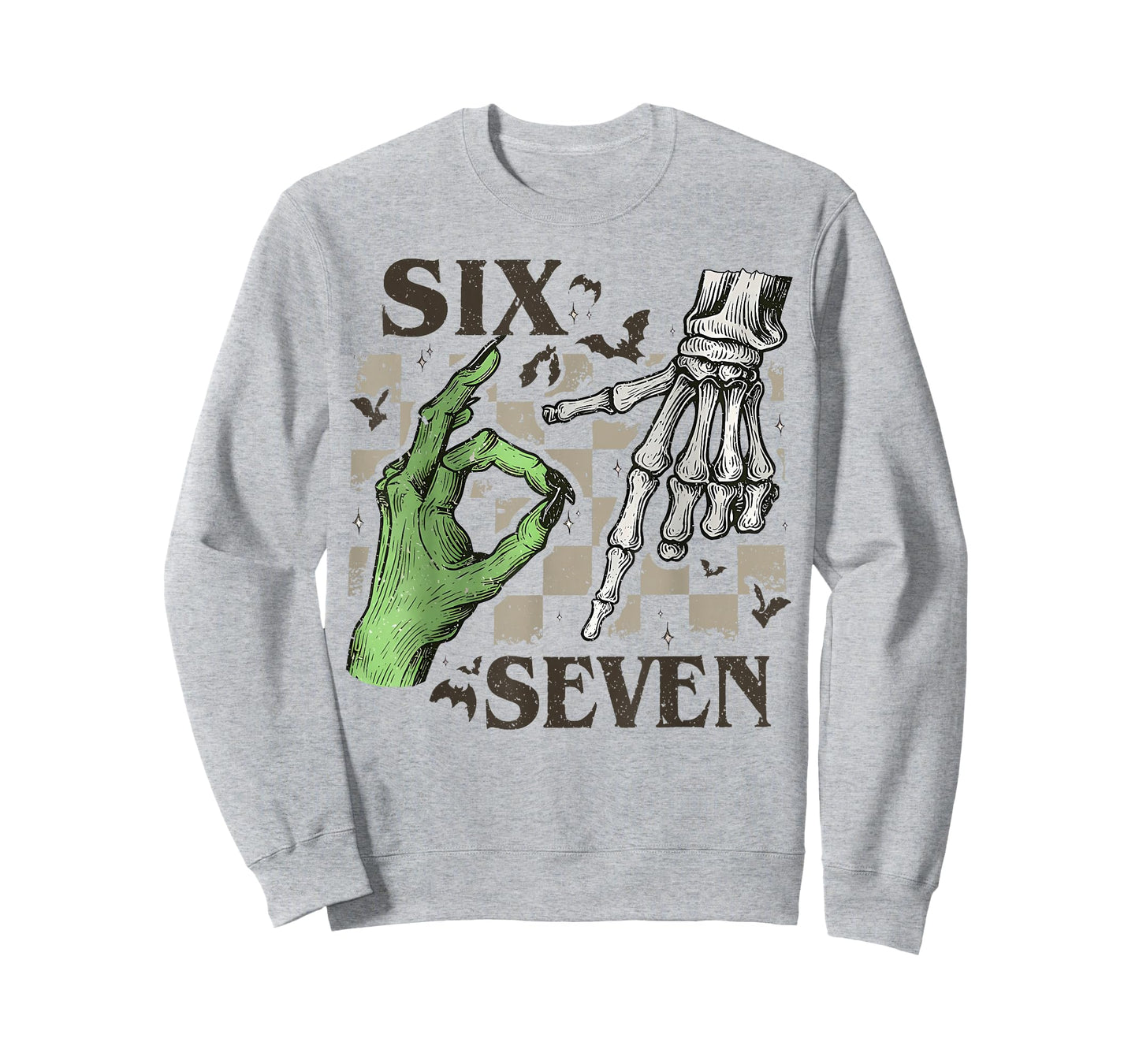 Six Seven Skeleton Hand Sign Meme Halloween Women Men Kids T-Shirt