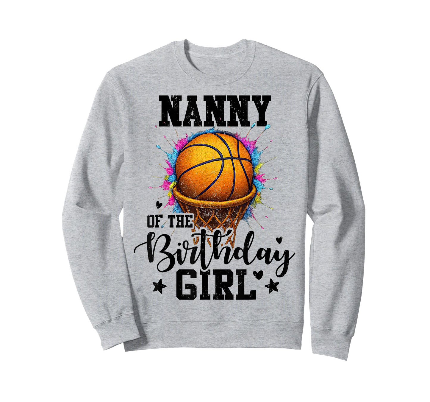 Nanny of The Birthday Girl Basketball Colorful Matching T-Shirt