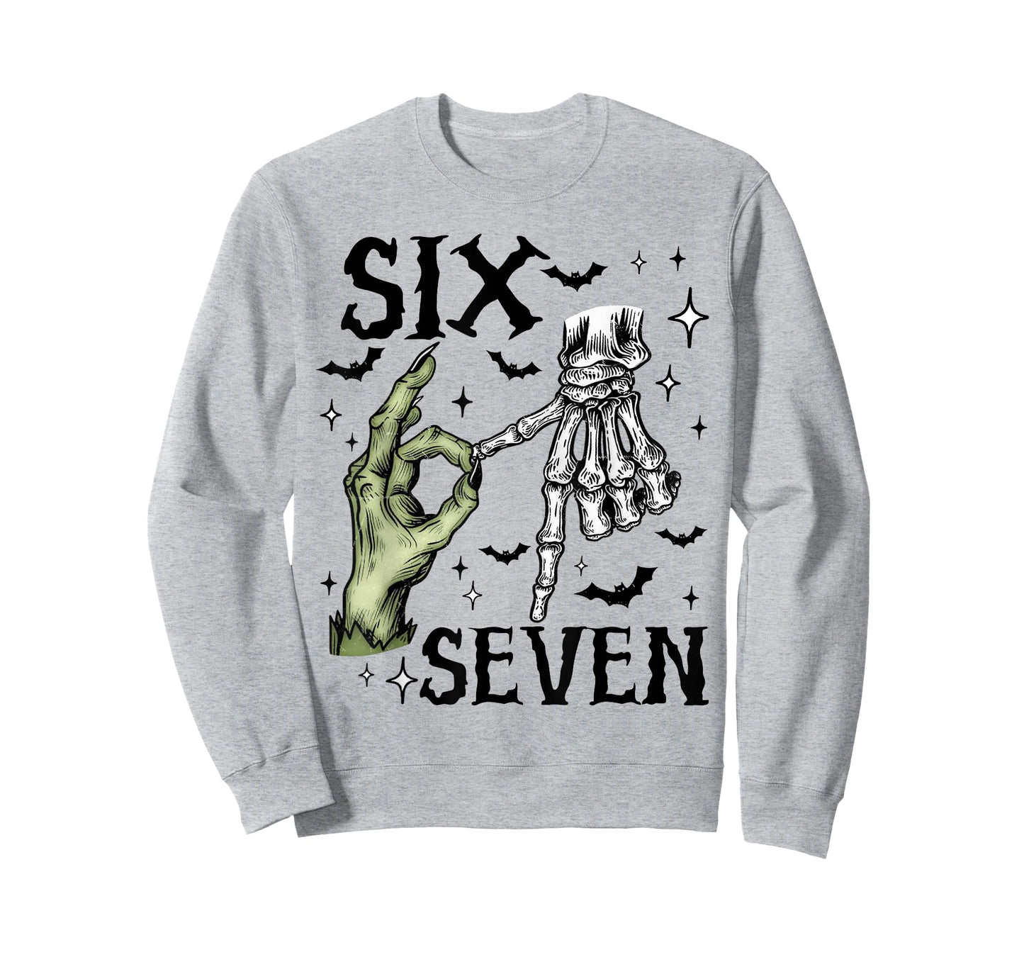 Six Seven 6 7 Meme Saying 6 7 Halloween Skeleton Hands Sign T-Shirt