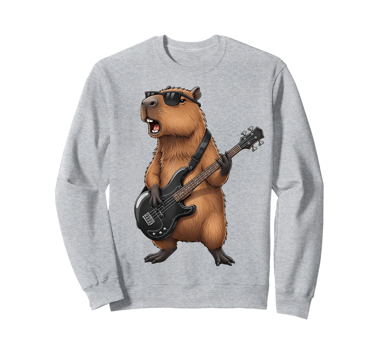 Funny Capybara Playing Bass Guitar Graphic Guitarist T-Shirt