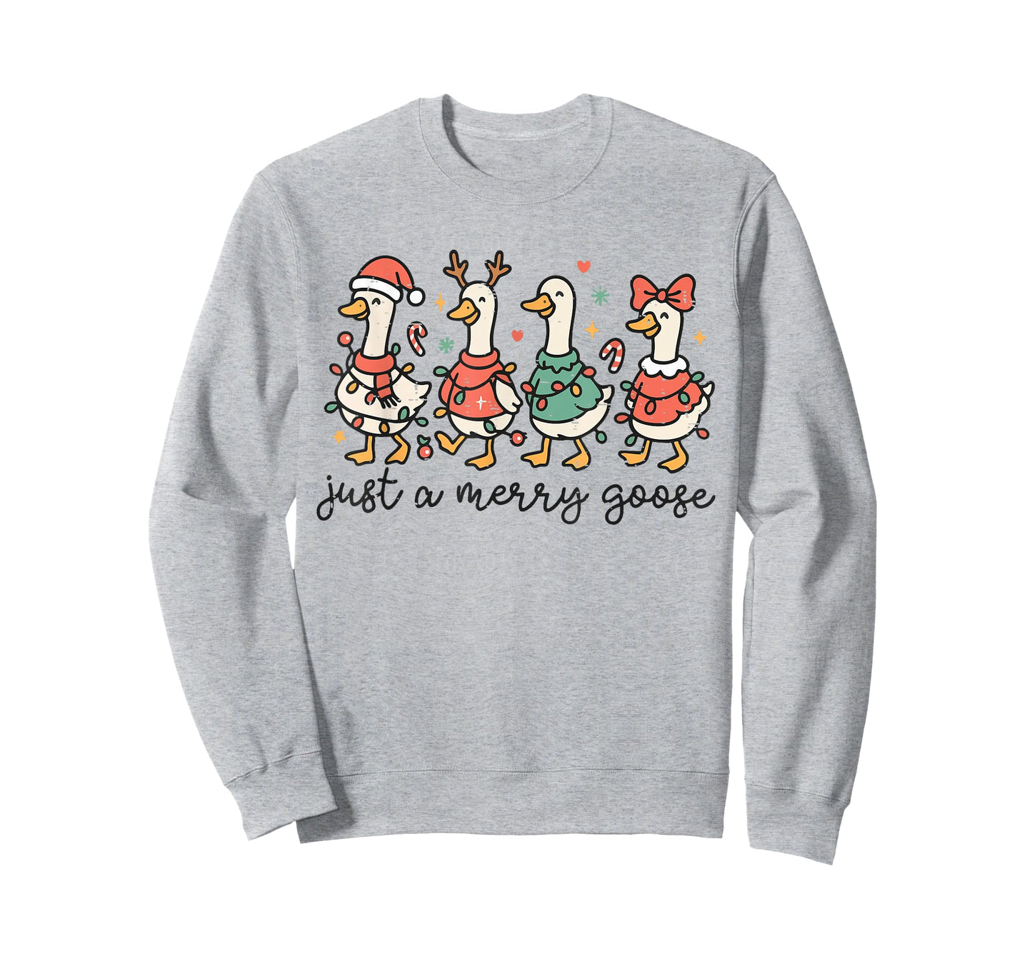 Retro Funny Just A Merry Goose Christmas Lights Cute Xmas T-Shirt