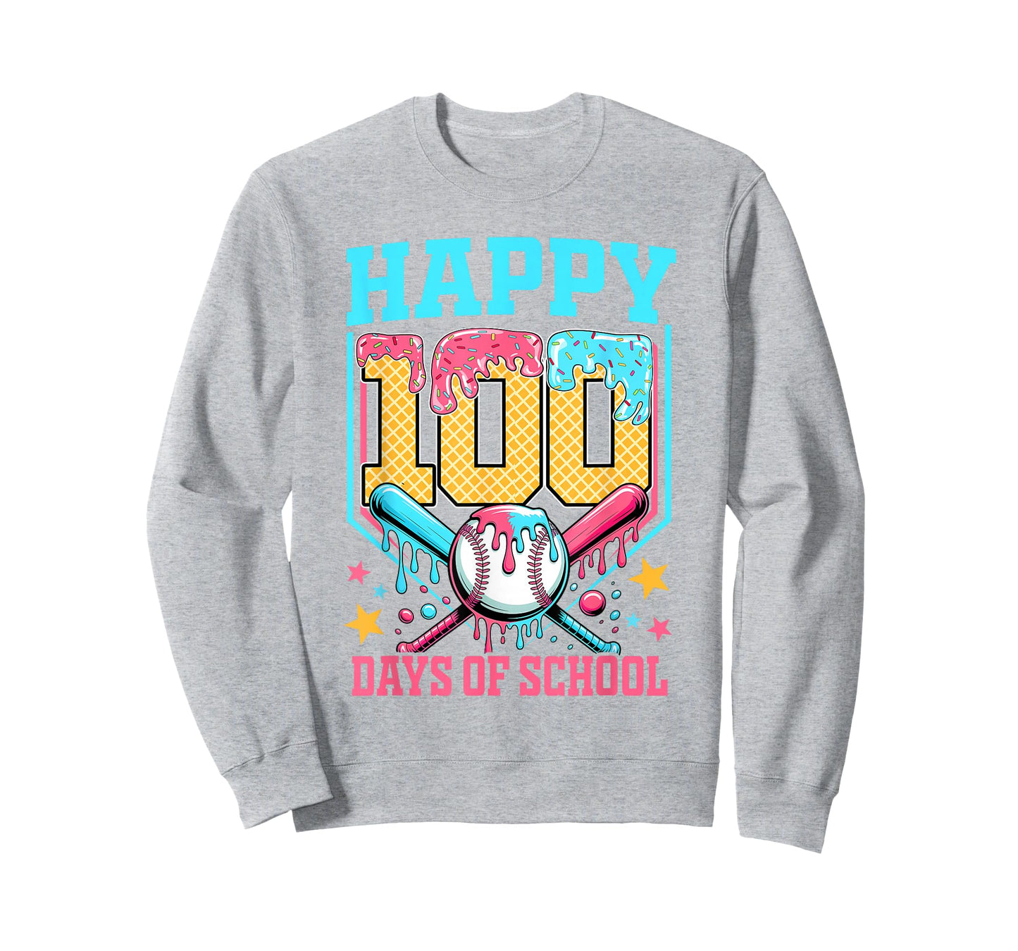 100 Days of School Kids Baseball Drip 100th Day of School T-Shirt