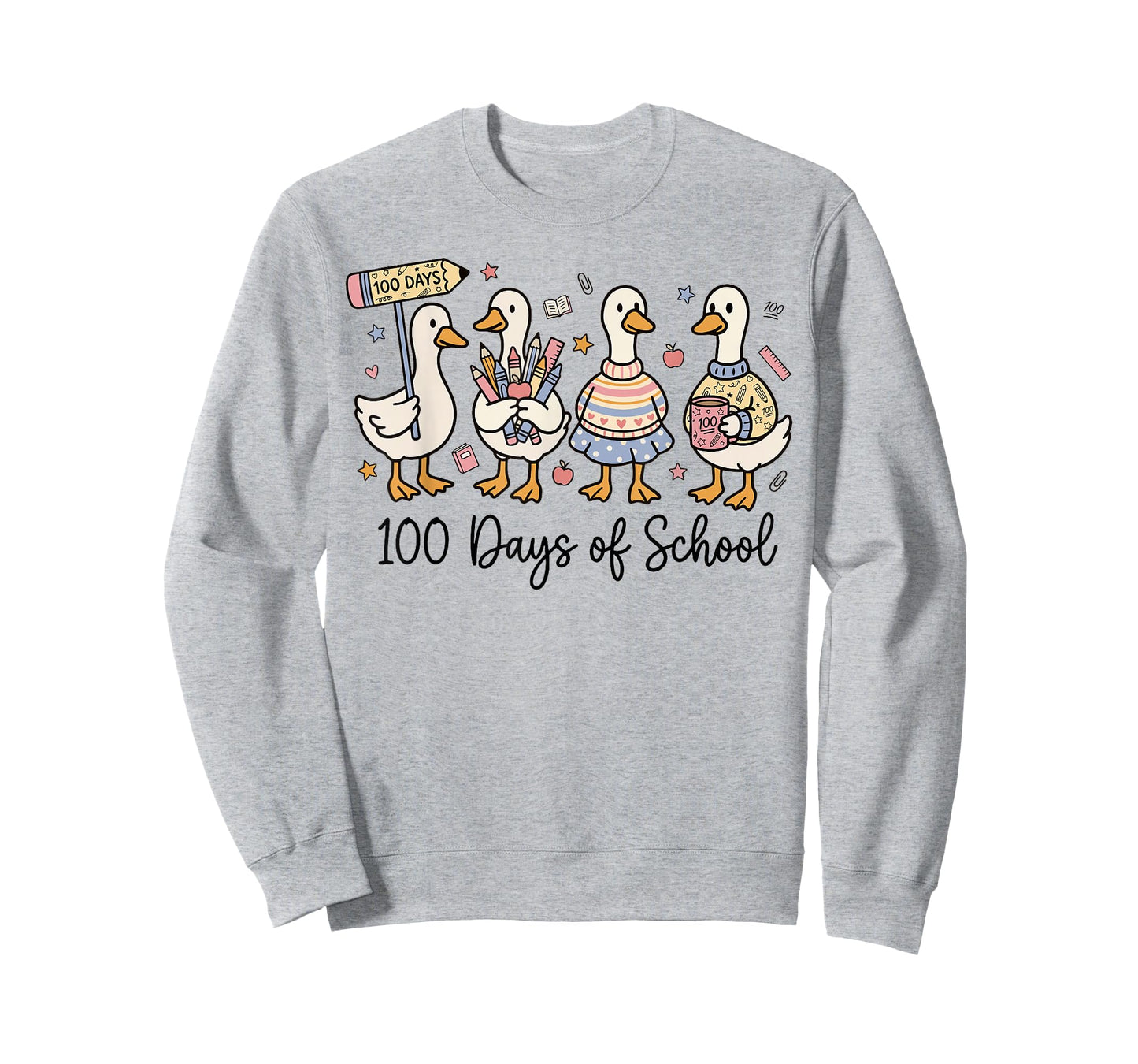 100 Days of School Ducks Cute Goose Teacher 100th Day Kids T-Shirt