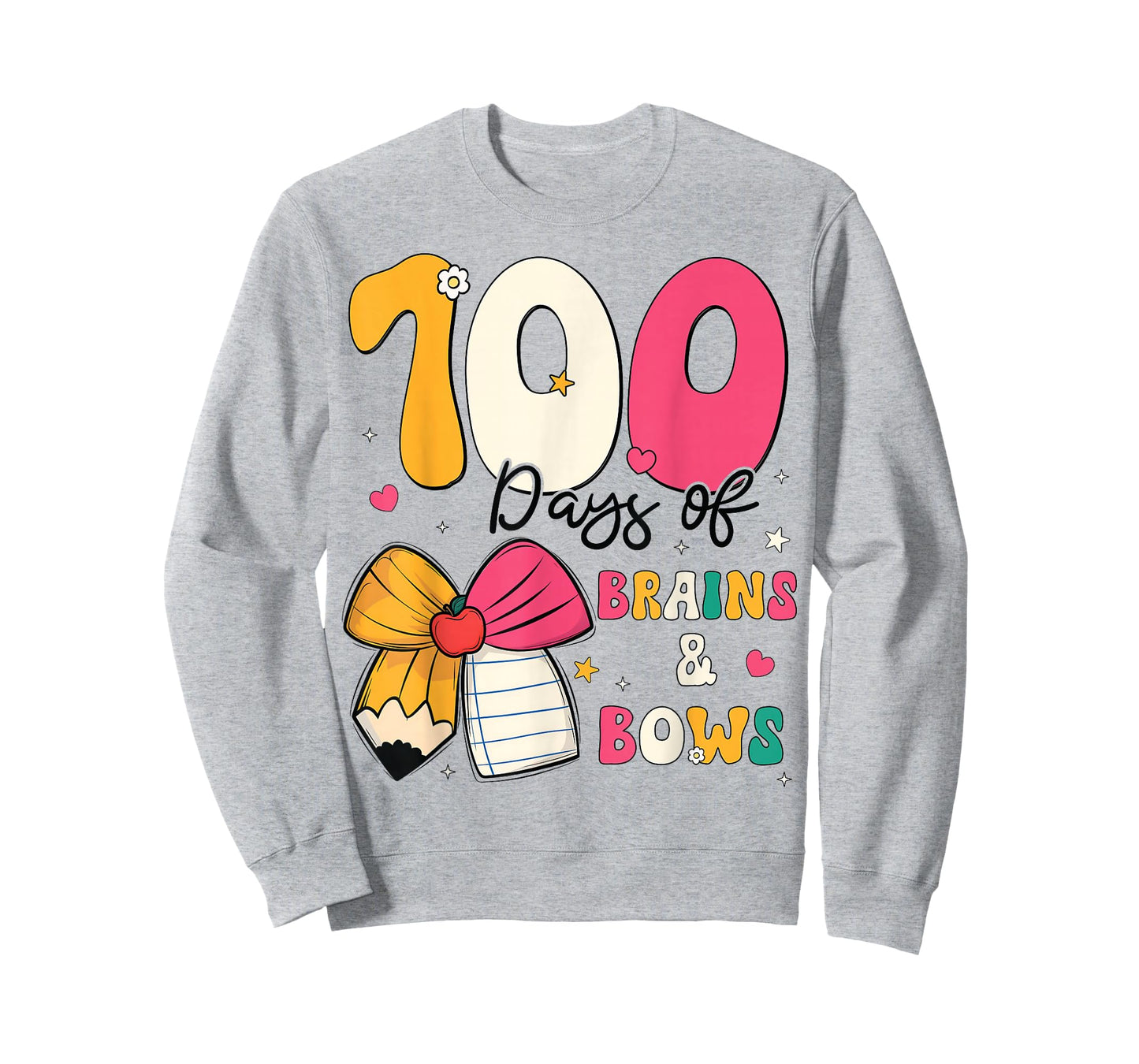 100 Days of School Brains and Bows 100th Day of School Girls T-Shirt