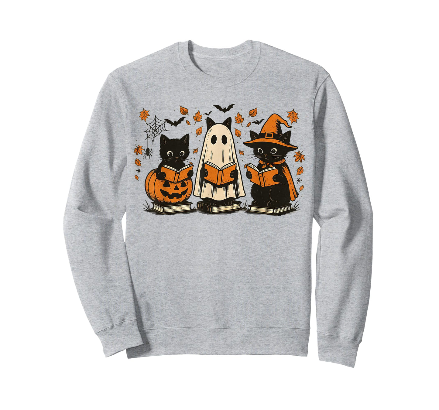 Funny Cats Reading Halloween Cute Cats Ghosts Reading Books T-Shirt