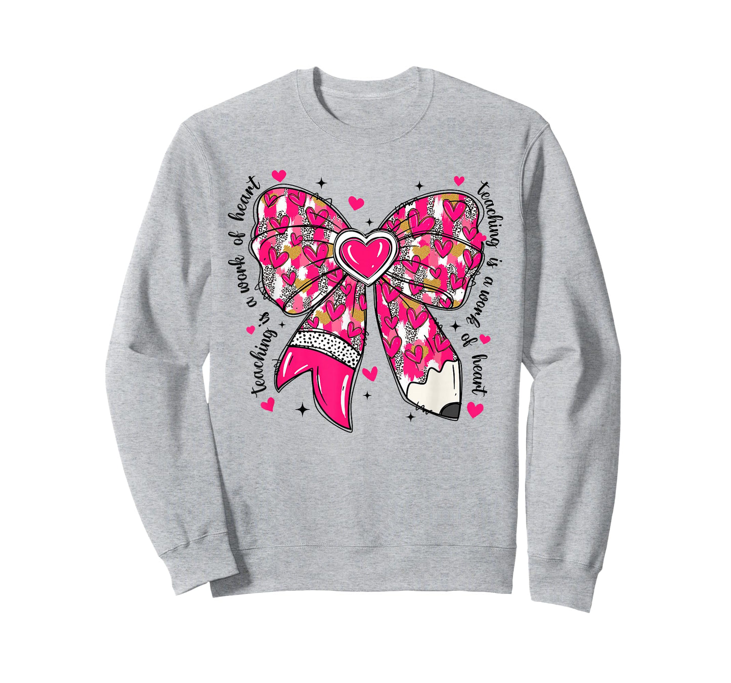 Teaching is A Work of Heart Pencil Bow Teacher Valentine T-Shirt