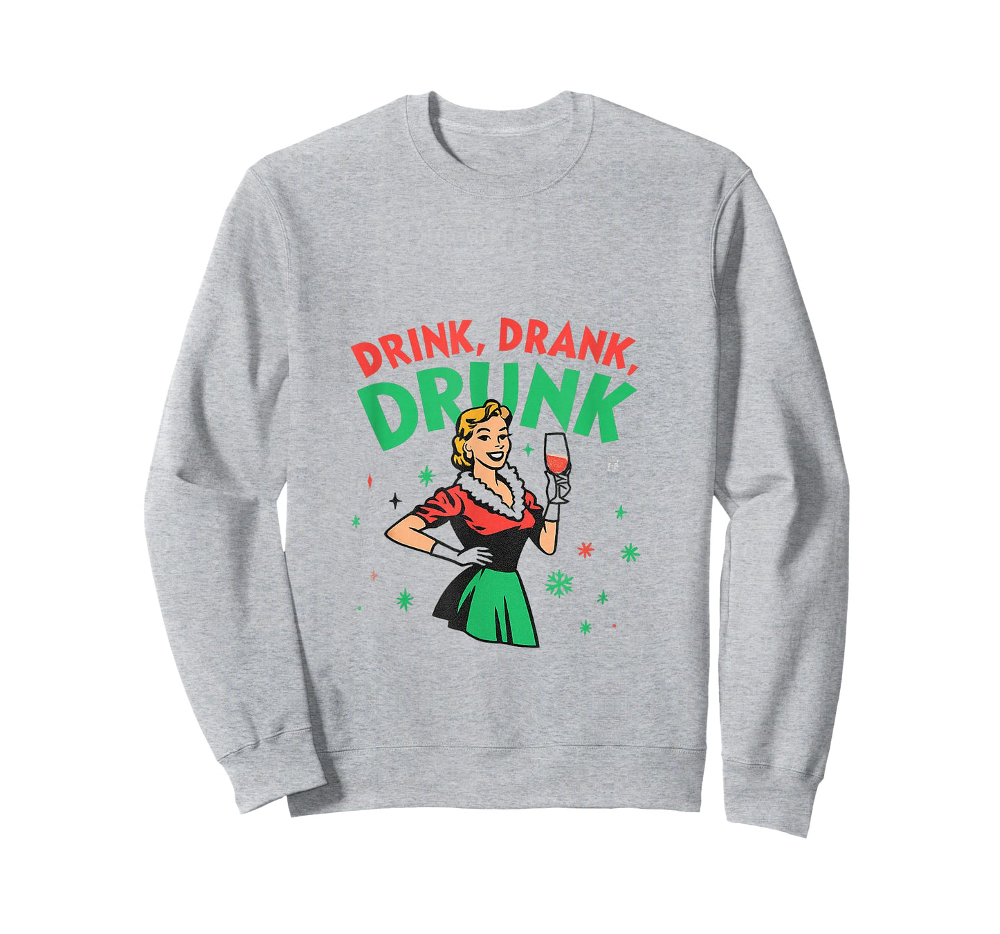 Funny Drink Drank Drunk Retro Christmas Wine T-Shirt