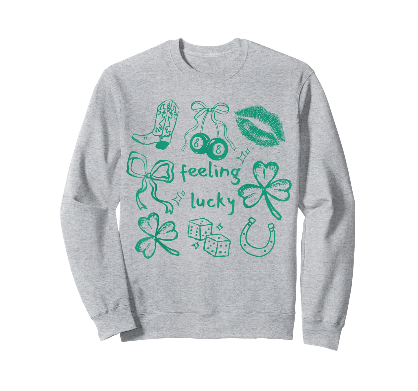Feeling Lucky Shamrock Coquette Bow St Patricks Day Collage T-Shirt