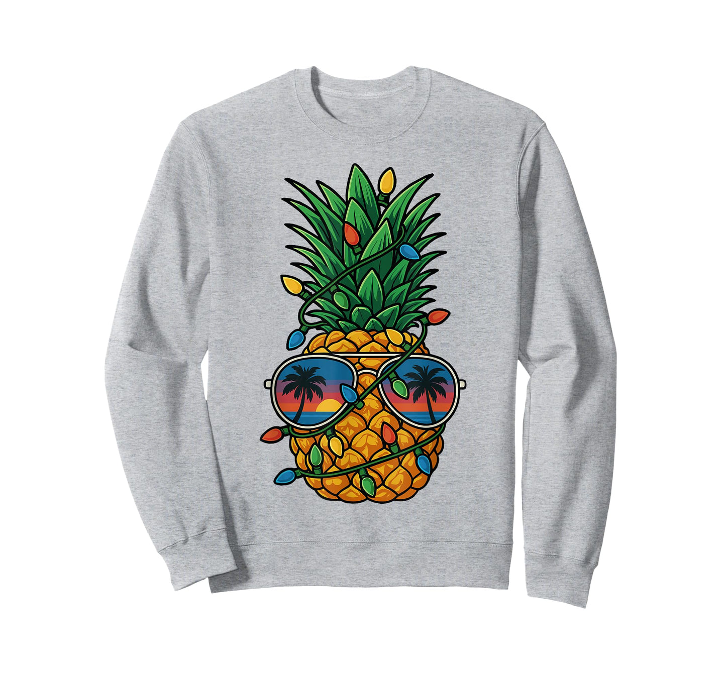 Pineapple Christmas Tree Lights Pajamas Girls Boys Xmas T-Shirt