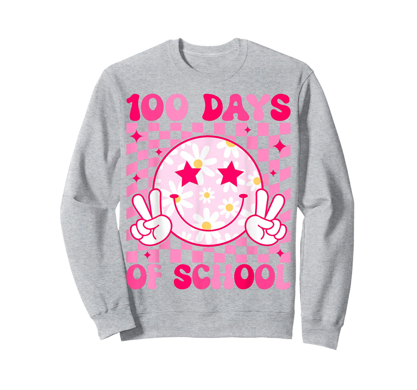 Retro Groovy 100 Days of School Happy Face 100th Day School T-Shirt