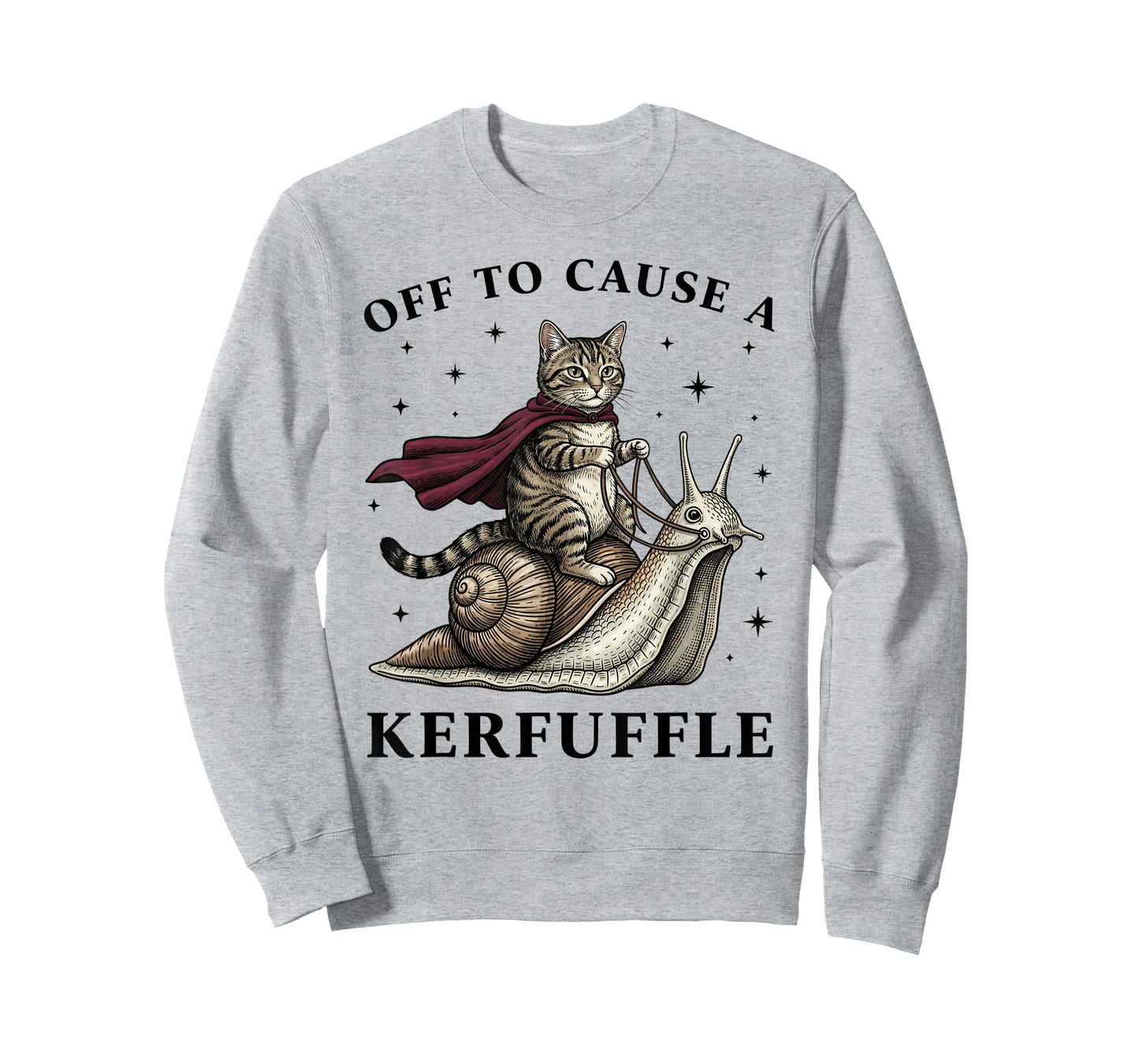 Off to Cause A Kerfuffle Funny Whimsical Cat Meme T-Shirt