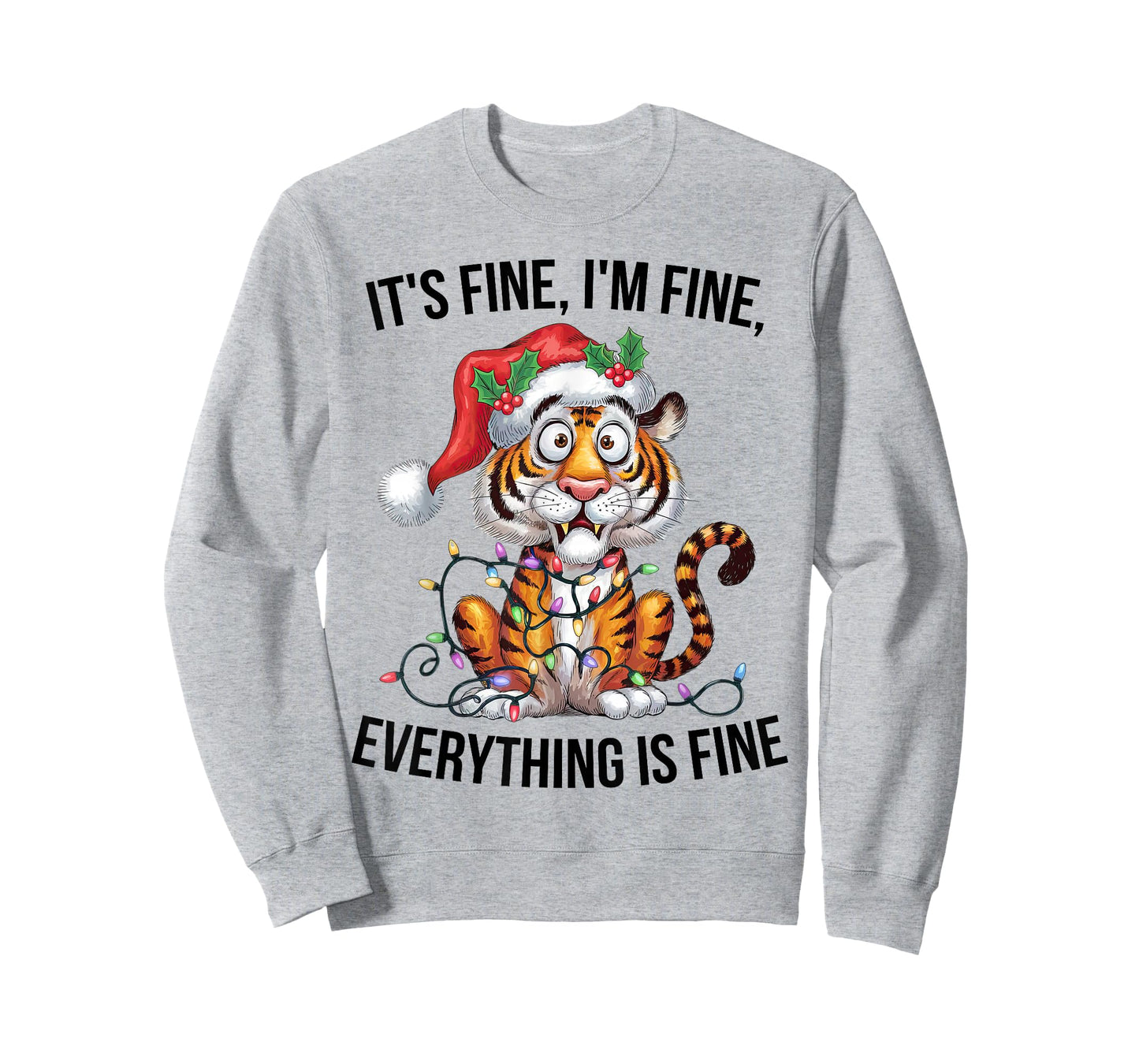 Cute Tiger Christmas It's Fine I'm Fine Everything is Fine T-Shirt