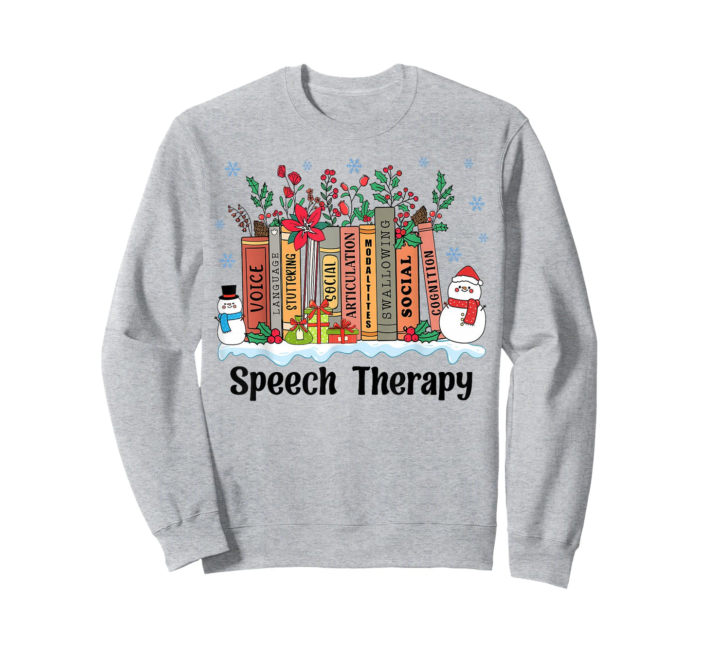 Speech Therapy Christmas Books Speech Language Pathologist T-Shirt