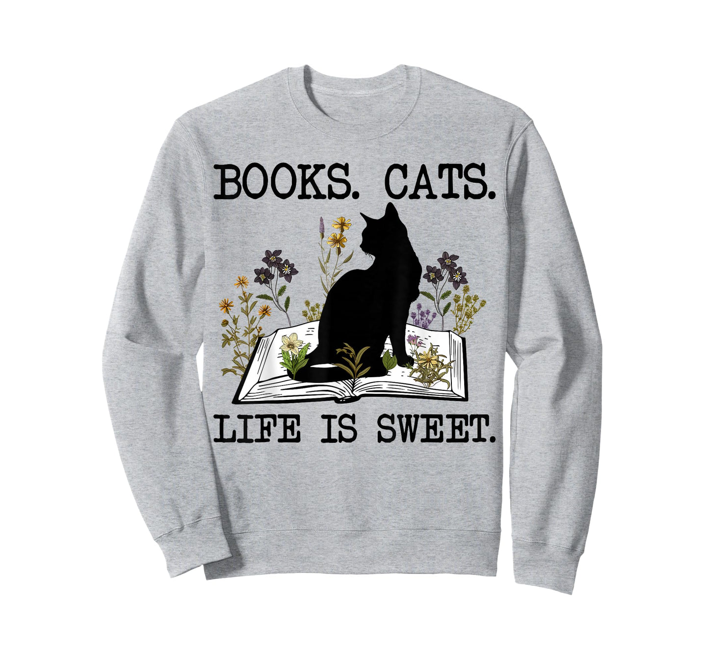 Books Cats Life is Sweet Funny Cat Book Lover Men Women Teen T-Shirt