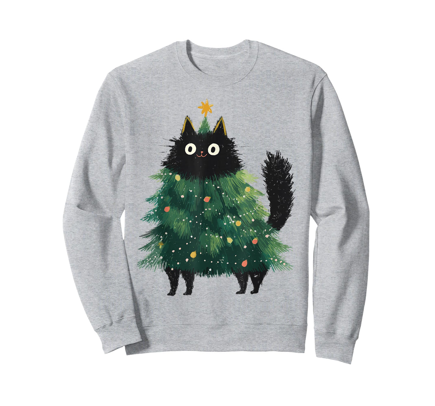 Cute Black Cat Christmas Tree Funny Kitten Lover Xmas Kids T-Shirt