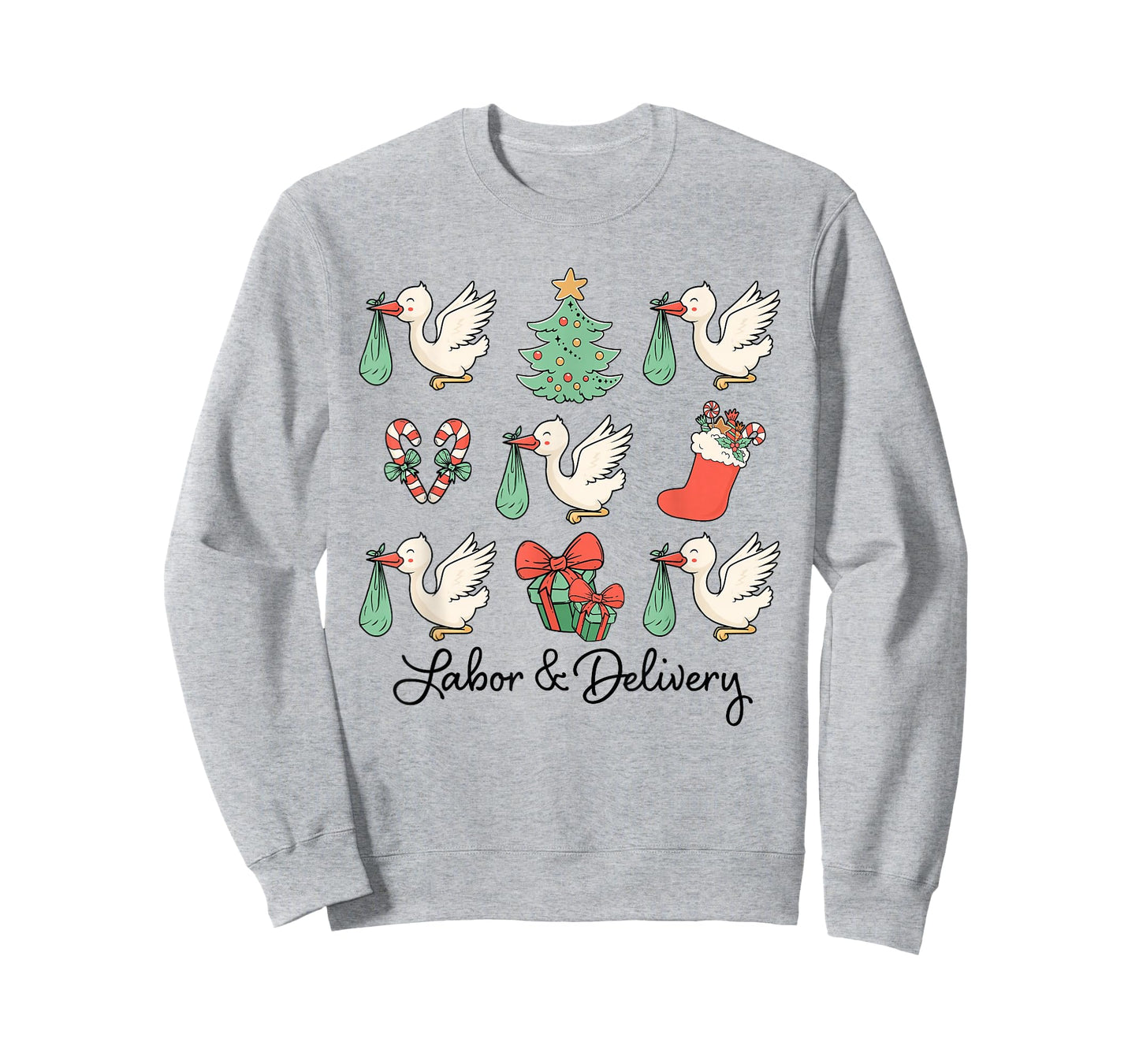Labor and Delivery Christmas Women Nurse Stork Squad T-Shirt