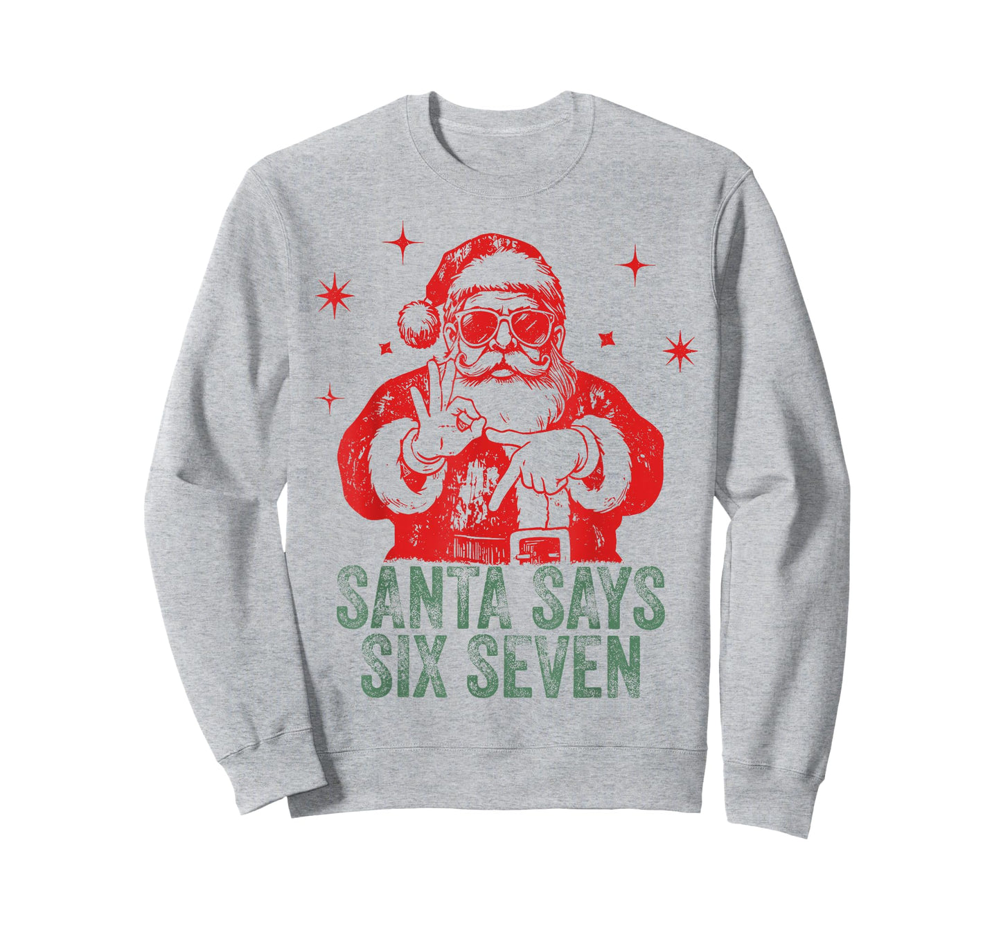 Christmas Santa Says Six Seven Hands Sign Funny 6 7 Meme T-Shirt
