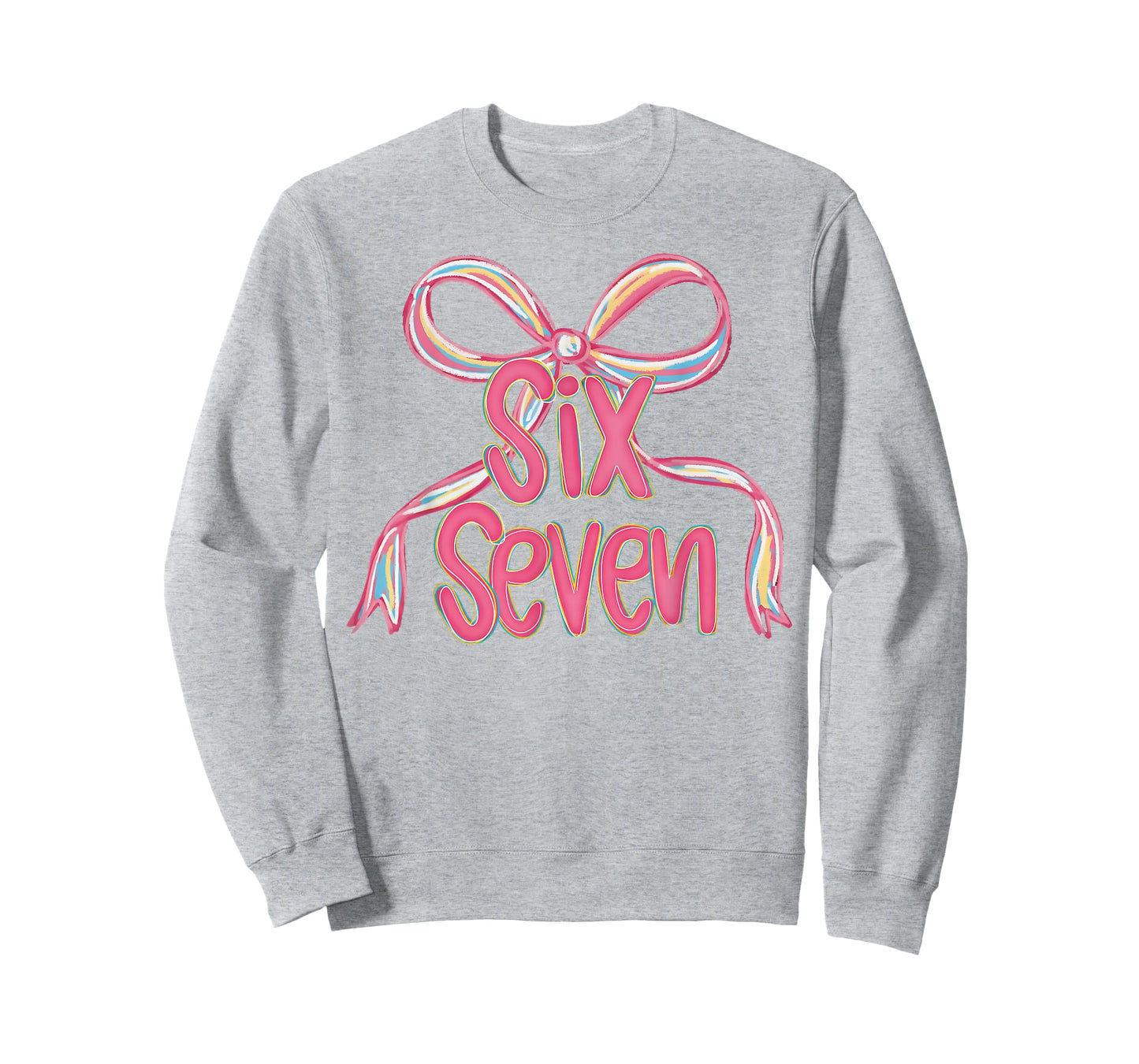 67 Six Seven Coquette Pink Bow Funny 6 7 Meme Girls Kids T-Shirt