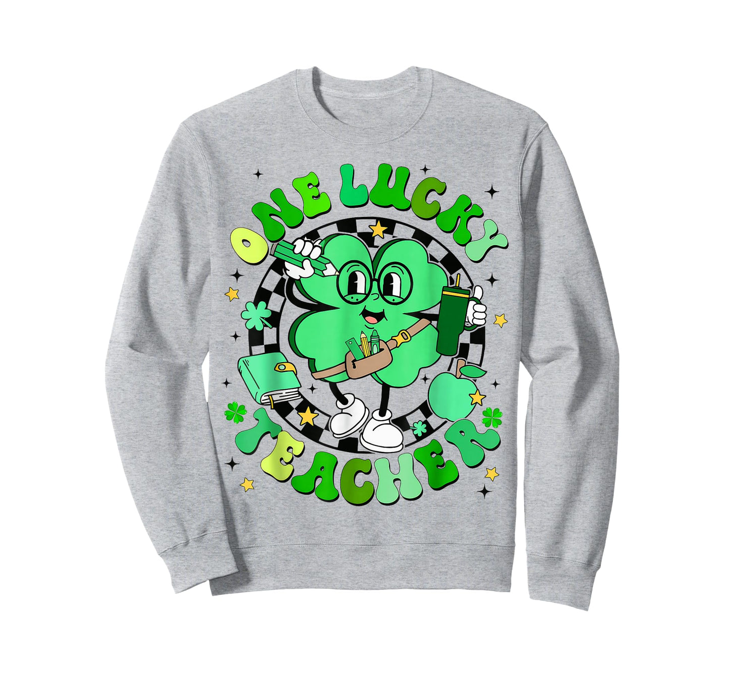 Groovy Shamrock One Lucky Teacher St Patricks Day T-Shirt