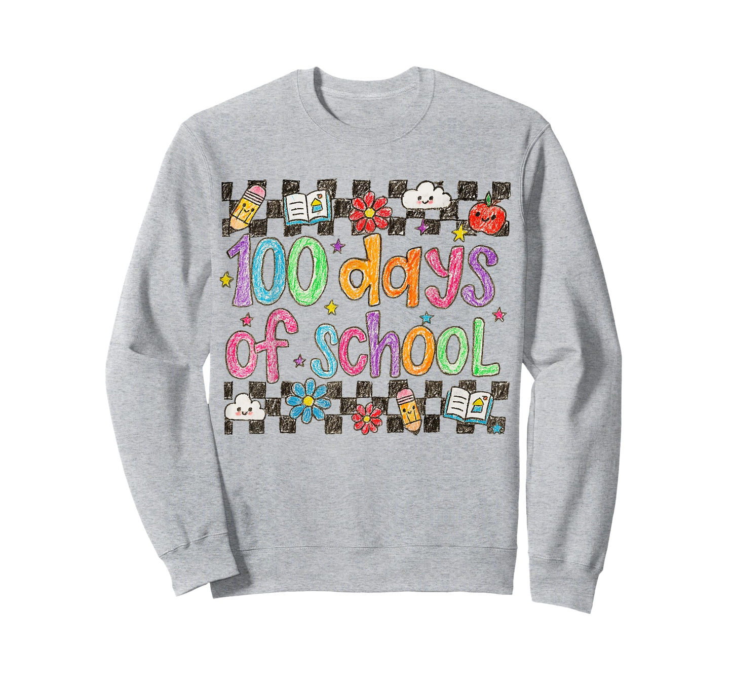100 Days of School Crayon Handwriting Style Teacher T-Shirt